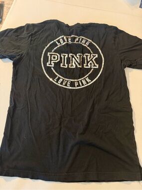 Victoria's Secret PINK Bling Sequin Campus Tee Black Short Sleeve T-shirt Small